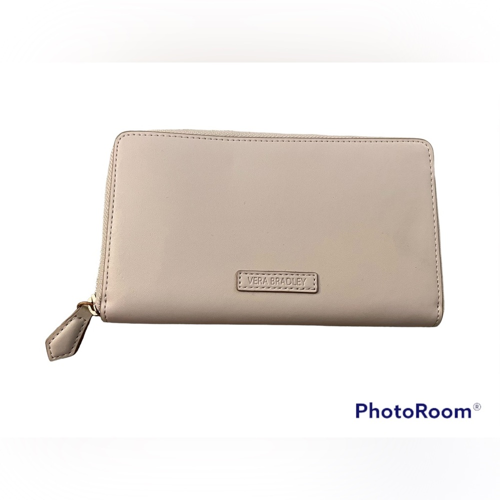 Vera Bradley Grey Leather Zippered Wallet